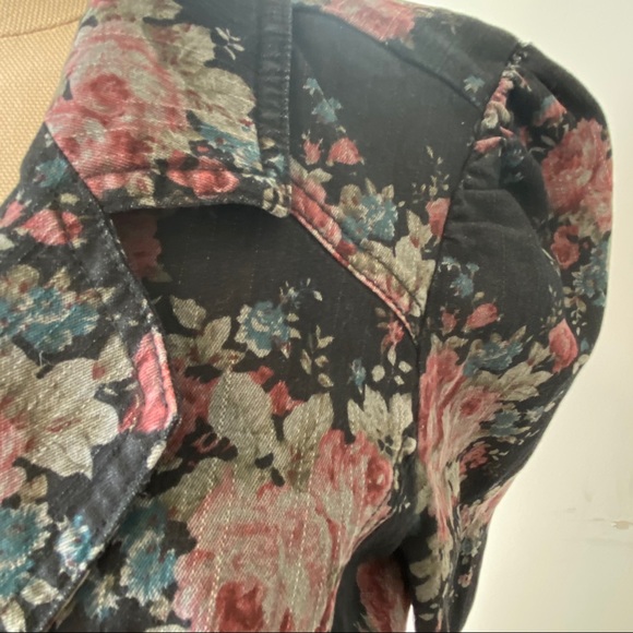 Free People Cropped Floral Print Denim Blazer - Picture 5 of 8
